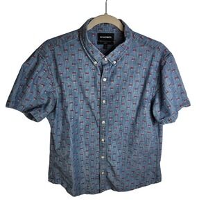 Bonobos Slim Fit Shirt Men's Large Chambray Floral‎ Short Sleeve Button Down